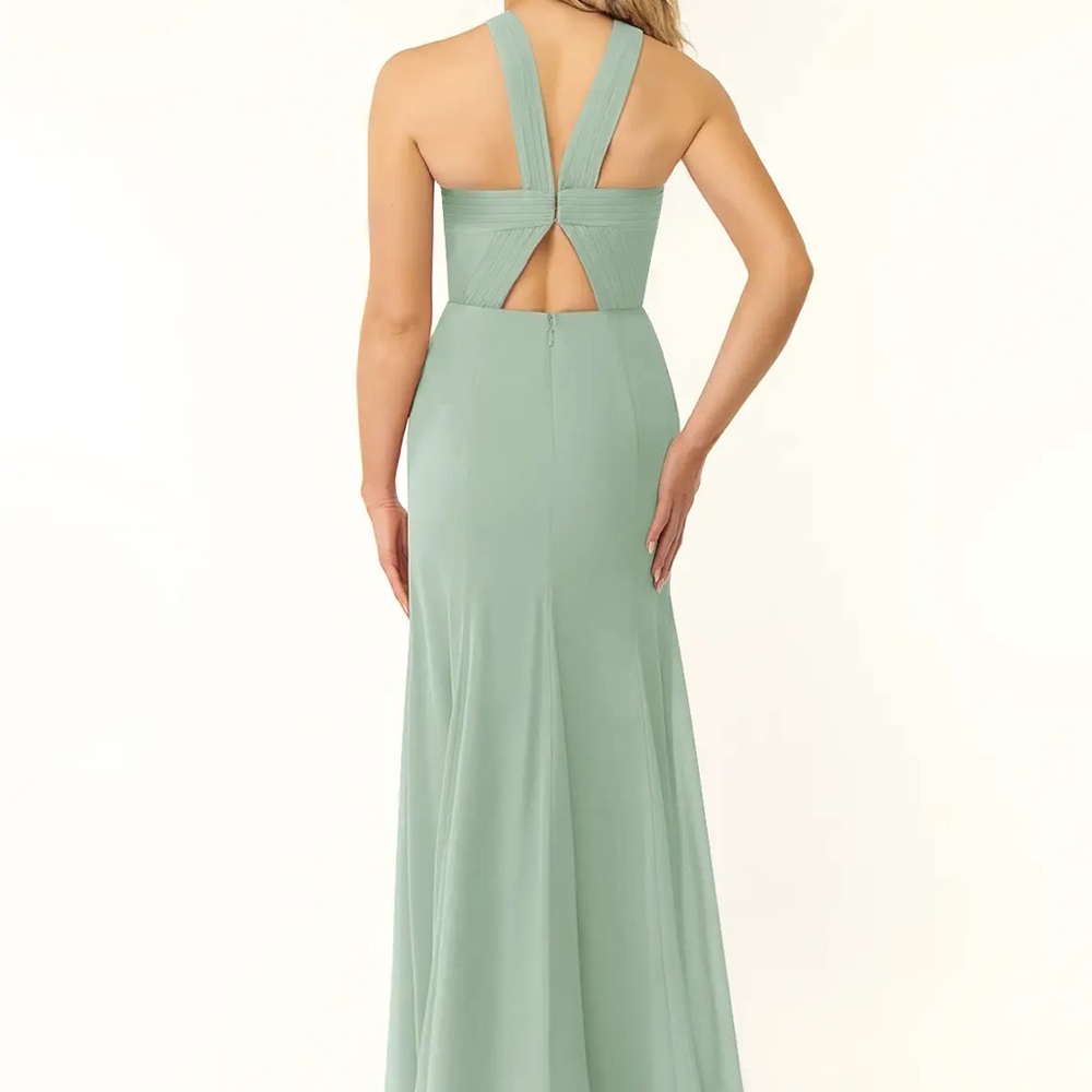 Azazie Rue Agave Bridesmaid Dress - Picture 2 of 4